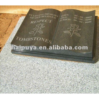 black granite bible headstone